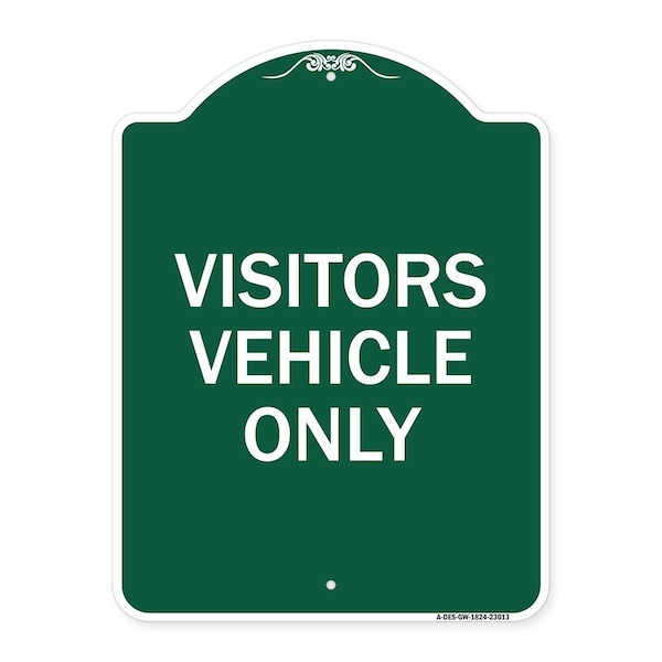 Reserved Parking Sign Visitor Vehicles Only, Green & White Aluminum Sign, 18" x 24", GW-1824-23013